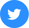 White Twitter logo in a blue circle