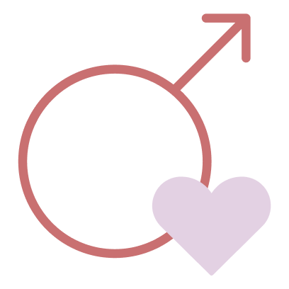 icon male with pink heart